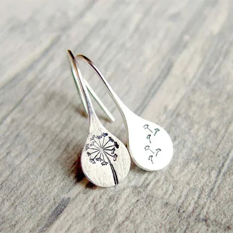 Exclusive Silver Dandelion Leaf Earrings